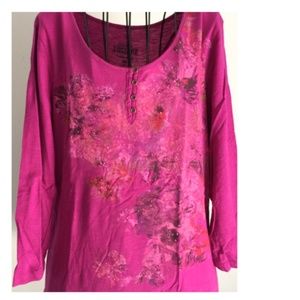 Polo Nine West Vintage America – Vert à Fleurs – Taille PL (petit) – Neuf Avec étiquettes